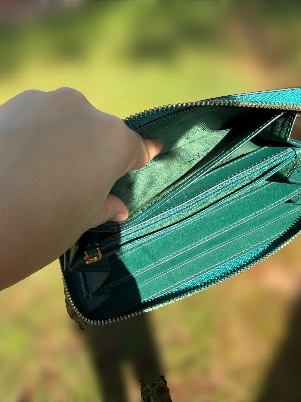 kate spade Teal Glitter Zip Wallet